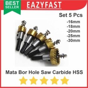 Mata Bor Hole Saw Drill Bit HSS Holesaw Wood Kayu Metal Besi Set 5 Pcs