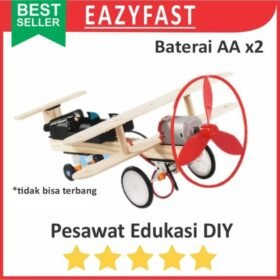 Mainan Pesawat Baling Rakit DIY Propeller Edukasi Rakitan Baterai Kayu