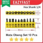 Mata Kepala Bor Obeng Hex Shank Set 10 Pcs Cordless Screwdriver Bit