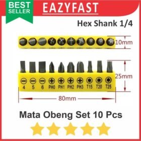 Mata Kepala Bor Obeng Hex Shank Set 10 Pcs Cordless Screwdriver Bit