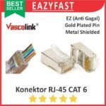 Konektor Jack RJ45 Cat6 LAN Ethernet FTP CAT 6 Anti Gagal EZ Vascolink Metal Shield Gold Plated  RJ 45 Male Connector