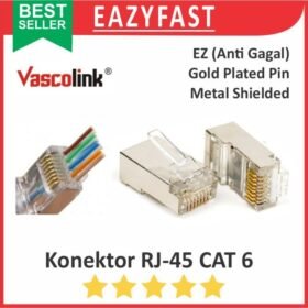 Konektor Jack RJ45 Cat6 LAN Ethernet FTP CAT 6 Anti Gagal EZ Vascolink Metal Shield Gold Plated  RJ 45 Male Connector