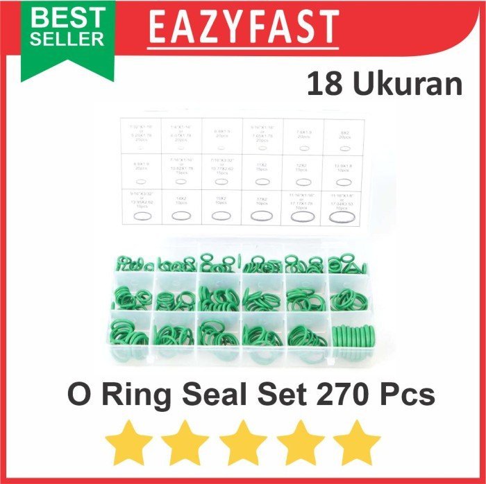ginee_20241213111708162_2703119013.jpeg O Ring Hijau Oring mm Set Pack 270 Pcs Karet Seal Rubber Gasket Washer - Image 1