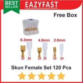 Skun Kabel Gepeng Female Set 120 Sekun Terminal Pin Kuningan Cover