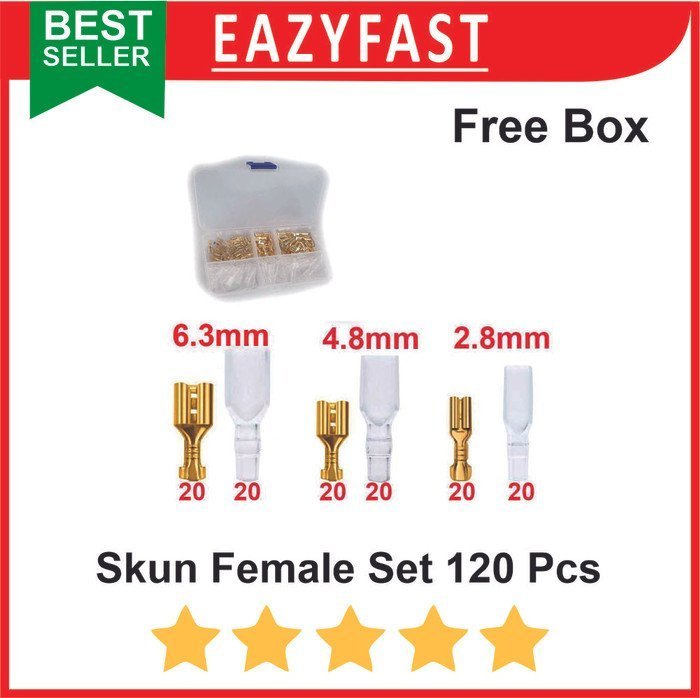 ginee_20241213145213407_8575633238.jpeg Skun Kabel Gepeng Female Set 120 Sekun Terminal Pin Kuningan Cover - Image 1