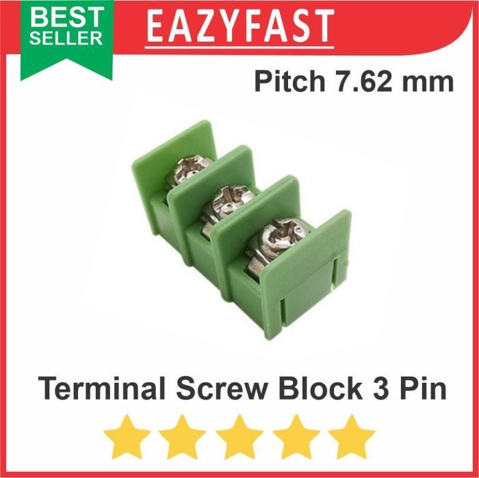 ginee_20241213160940715_0311953219.jpeg Terminal Screw Block 7.62mm 3 Pin Kaki 2P 7.62 7.5 mm PCB Skrup Kabel - Image 1