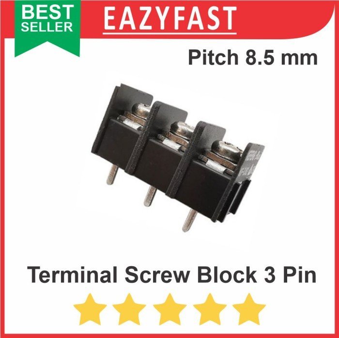 ginee_20241213161432788_7531724249.jpeg Terminal Screw Block 8.5mm 3 Pin Kaki 3P Pitch 8.5 mm PCB Skrup Kabel - Image 1