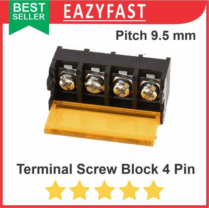 ginee_20241213162245378_5670768611.jpeg Terminal Screw Block 9.5mm 4 Pin Kaki 4P Pitch 9.5 mm PCB Skrup Kabel - Image 1