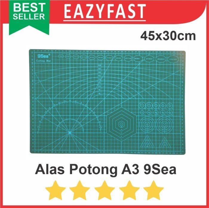 ginee_20241220112759407_7190200455.jpeg Cutting Mat Pad A3 Papan Alas Potong Cutter Work Green 45x30 cm 9Sea - Image 1