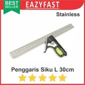 Penggaris Siku L + Waterpass Level sudut 90 45 Derajat Stainless 30cm