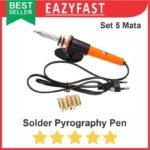 Solder Ukir Lukis Kayu Wood Carving Burning Pyrography Pen Set 5 Mata