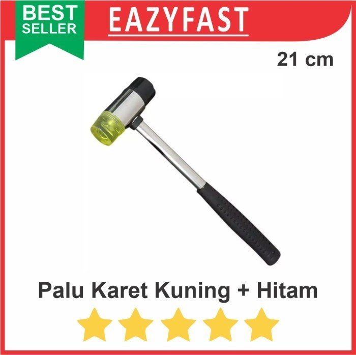 ginee_20241220123418144_5206647055.jpeg Palu Karet Kuning Hitam Double Head Rubber Hammer Jelly Polyuretahe - Image 1