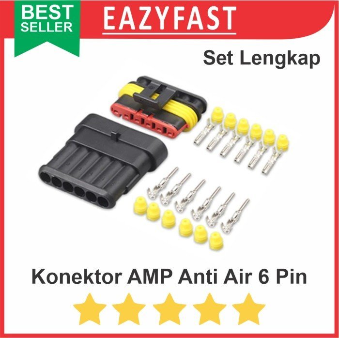 ginee_20241224103337190_3871883102.jpeg Konektor AMP 6p 6 Pin Kaki Waterproof Connector Anti Air Socket Kabel - Image 1