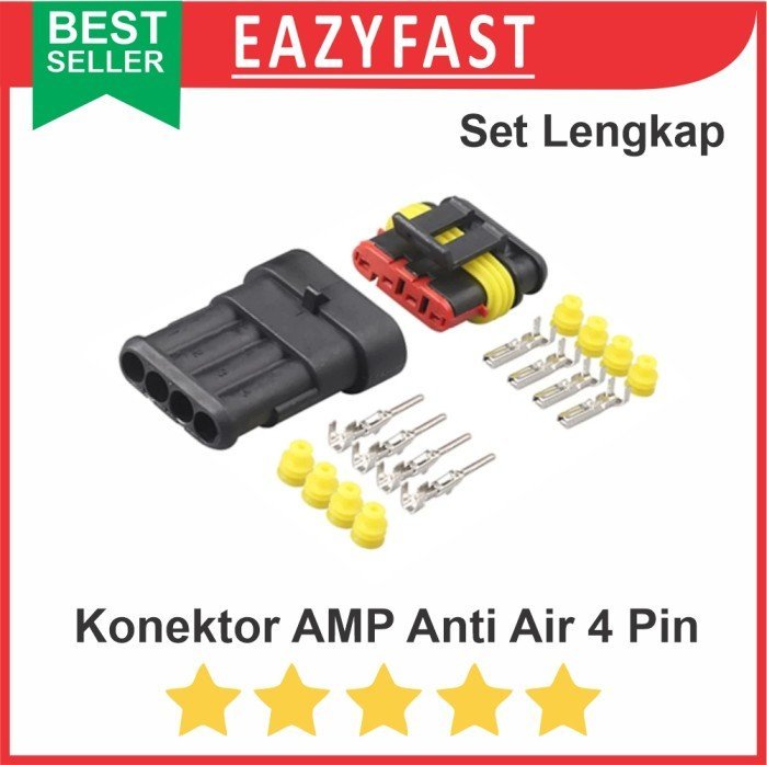 ginee_20241224103944035_8877142286.jpeg Konektor AMP 4p 4 Pin Kaki Waterproof Connector Anti Air Socket Kabel - Image 1