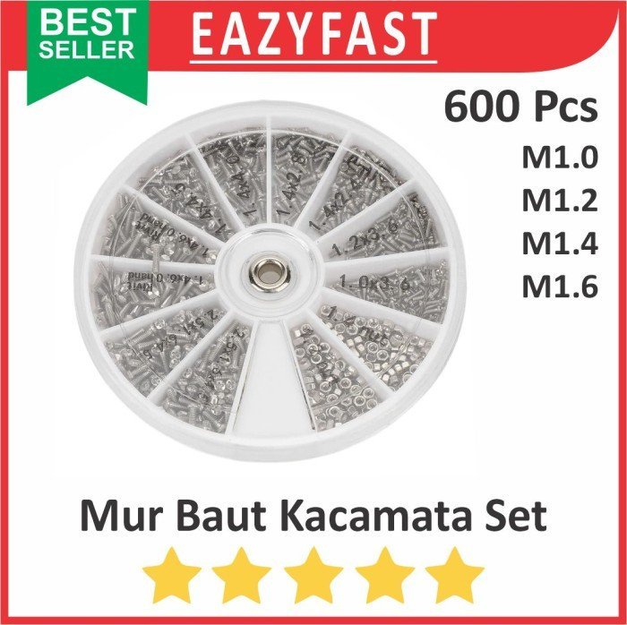 ginee_20241224113613882_3998217930.jpeg Mur Baut Skrup Set Lengkap Kacamata 600 Pcs Screw Repair Reparasi Kit - Image 1