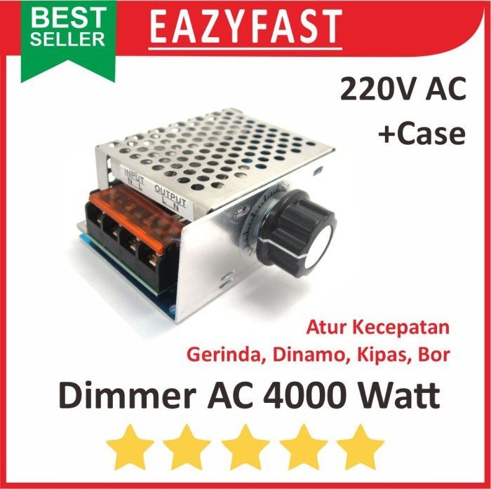 ginee_20241227103618556_9272155766.jpeg Dimmer 220V AC 4000 W Watt Casing Kecepatan SCR PWM Dimer PLN 4000W - Image 1