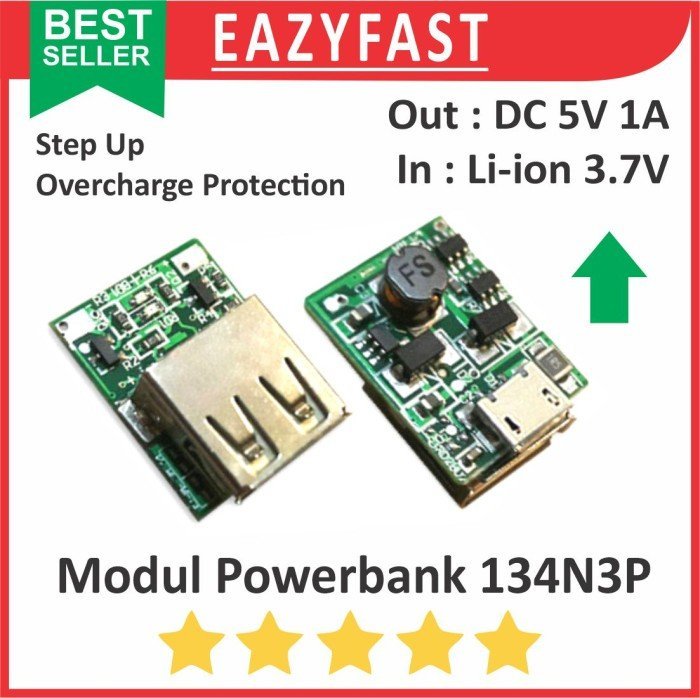 ginee_20241227162205459_0685261941.jpeg Modul Step Up Mesin Powerbank USB 134N3P Hijau 5V 1A DIY PB Power Bank Module Lithium 18650 Overcharge Protection Auto Cut Off Protect Board Green - Image 1