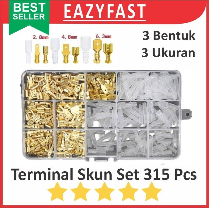 ginee_20250122125810519_5114865891.jpeg Skun Kabel Gepeng Male Female Set 315 Pcs Sekun Terminal Kuningan Cover Motor Mobil Otomotif - Image 1