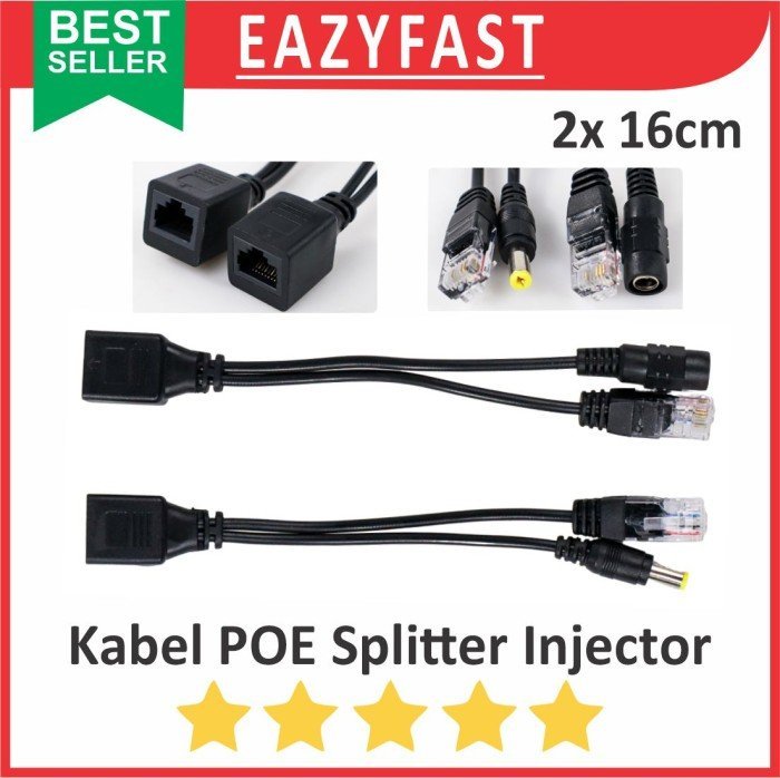 ginee_20250122150451012_7326576897.jpeg Kabel POE Splitter Injector Set LAN CCTV RJ45 Network Jack Power On Over Ethernet NVR Split Inject - Image 1