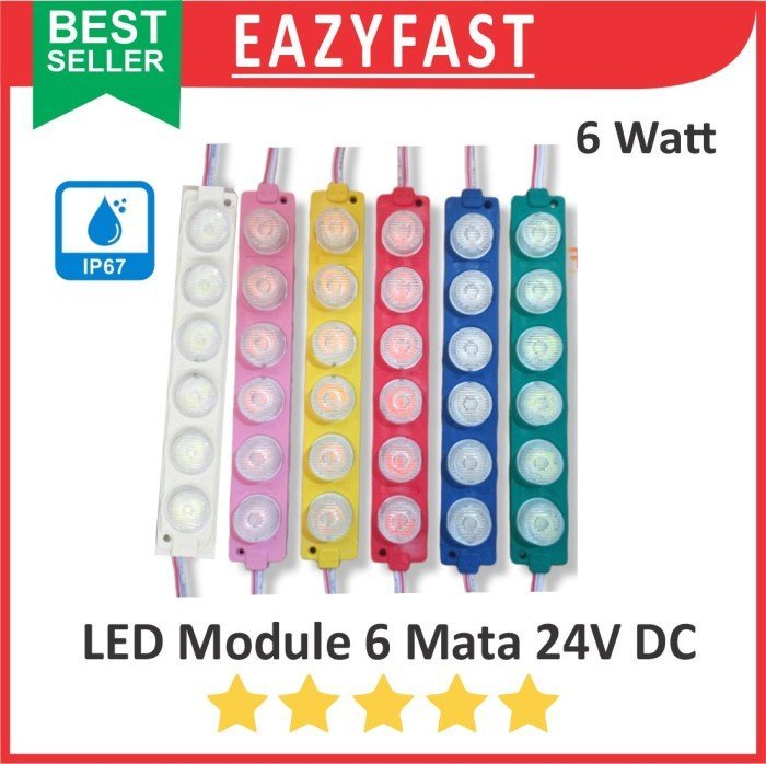 ginee_20250128160633836_1763756529.jpeg Lampu Modul LED Strip Module 6 Titik Mata Lensa Warna 24V 24 V Volt DC Mobil Truck Truk Bus Bis - Image 1