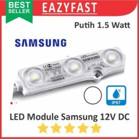 Lampu Modul LED Strip Module Samsung 3 Titik Mata Lensa Putih 12V 12 V Volt DC Korea Motor Mobil
