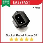 Socket Kabel Power AC 3 Pin Lubang Fuse Sekring Skring PSU PC Komputer