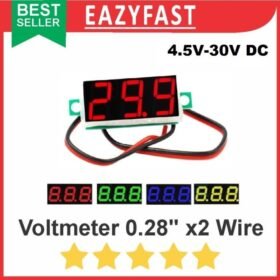 Voltmeter Digital DC 0.28" Inch 2 Kabel Wire Volt Meter Kecil Mini
