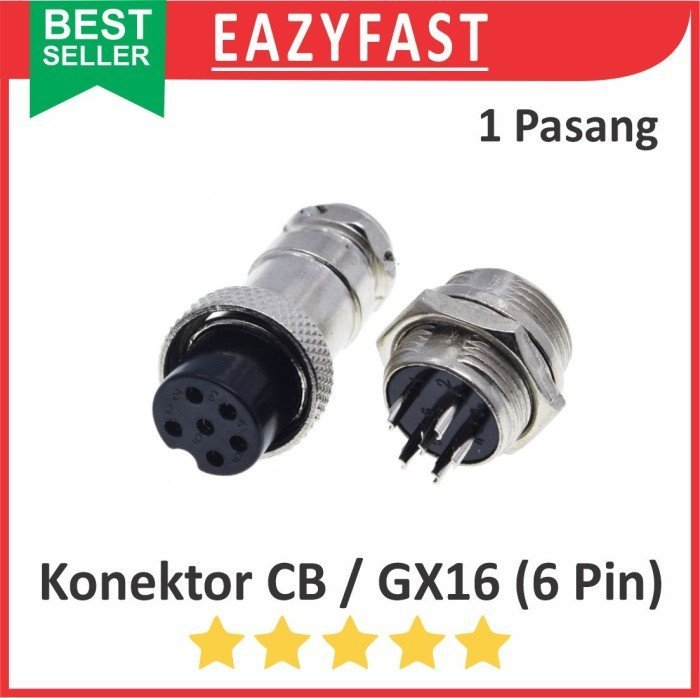 ginee_20250218164553480_5595311405.jpeg Connector Jack Socket CB GX16 6p 6 Pin Kaki Male Female 1 Set Pasang - Image 1