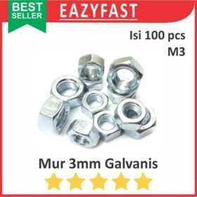 Mur Hex Nut Baut M3 3mm M 3 mm Galvanis Putih Phillips Screw Drat Halus Pack isi 100 Pcs Skrup
