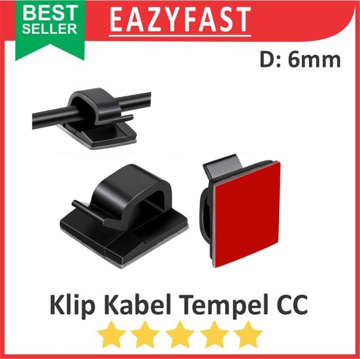 ginee_20250326115336800_7073691295.jpeg Klip Kabel Tempel CC Dinding Penjepit Perapih Cable Wire Organizer Clamp Klem Ikat Cord Holder - Image 1