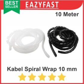 Cable Kabel Spiral 10mm Selang Gulung Pelindung Wrap Band Hitam Putih
