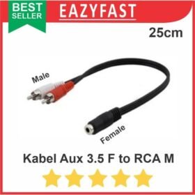Kabel Jack Audio Aux 3.5mm Female to RCA Male Extender Extension Cable