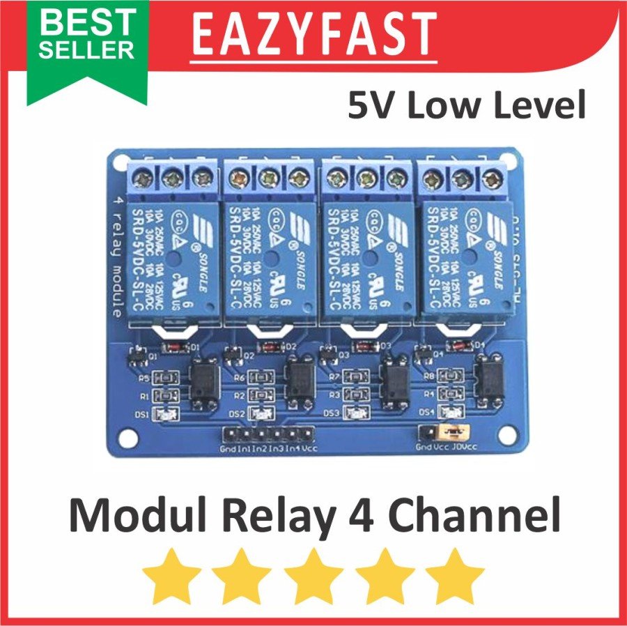 ginee_20250905143705335_8769972960.jpg Modul Relay Switch 4 Ch Channel 4Ch 5V 5 Volt Low Level SPDT ESP Arduino Compatible Opto Isolated Module - Image 1