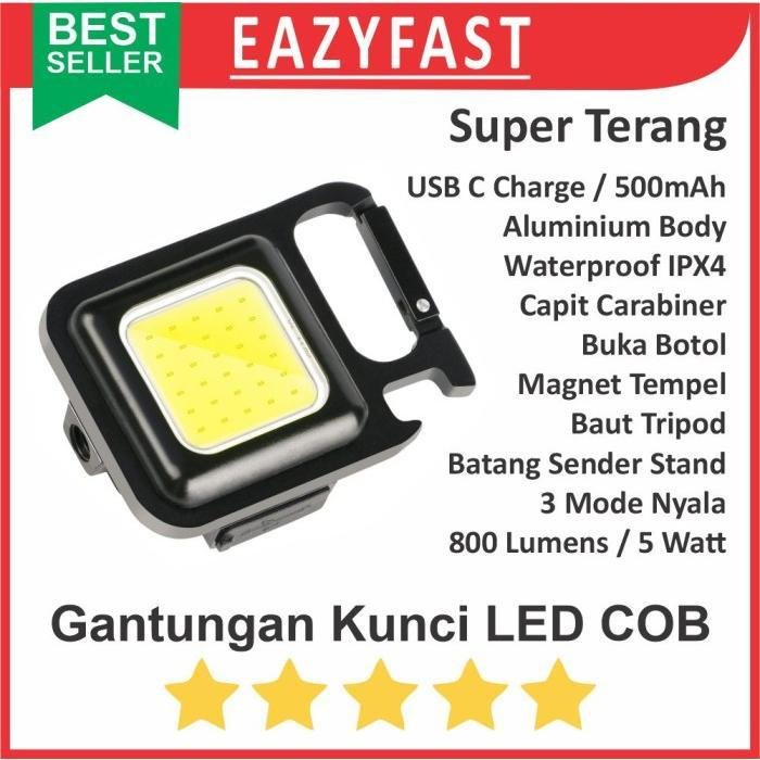 ginee_20250923093325282_6182190137.jpeg Gantungan Kunci Lampu Mini LED COB USB Charge Cas Senter Camping Camp - Image 1