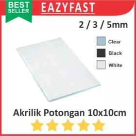 Akrilik Potongan Potong 2 3 5 mm 10 x 10 cm Bening Hitam Putih Susu 2mm 3mm 5mm Lembaran Acrylic Sheet Bekas Limbah