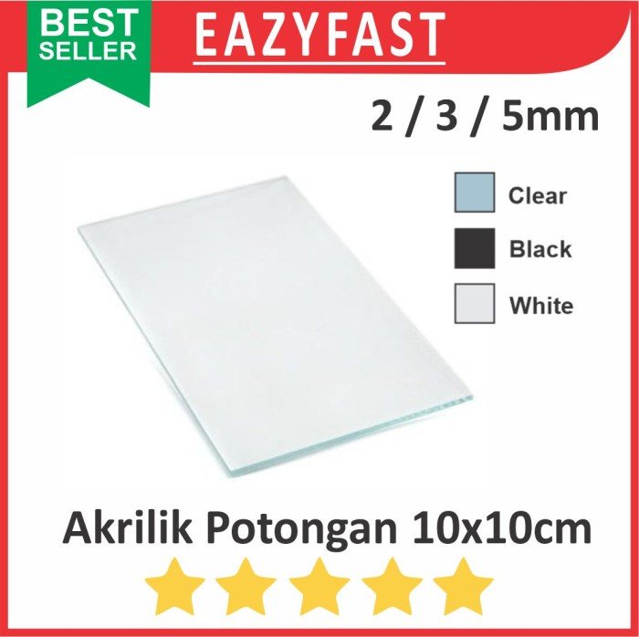 ginee_20250923122227817_4972097631.jpg Akrilik Potongan Potong 2 3 5 mm 10 x 10 cm Bening Hitam Putih Susu 2mm 3mm 5mm Lembaran Acrylic Sheet Bekas Limbah - Image 1
