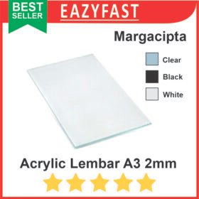 Akrilik A3 2mm Bening Hitam Putih Susu Potongan Lembaran Acrylic Sheet