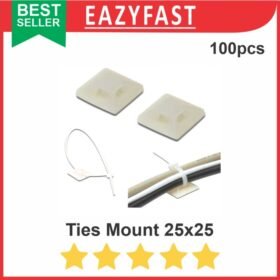 Tie Mount 25x25 Dudukan Tali Kabel Cable Ties Clip Mounting Tempel
