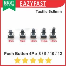 Tactile Switch Push Button 4P 6x6mm 8 9 10 12 mm Sedang 4 Pin Kaki