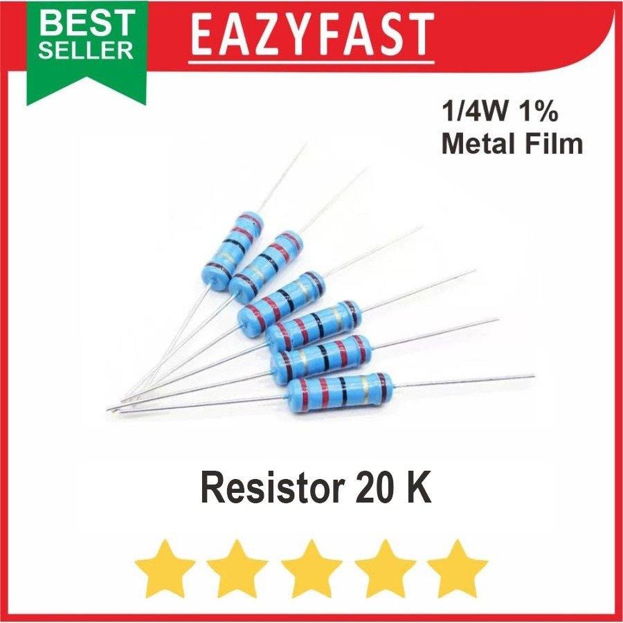ginee_20250925143410865_0888085357.jpeg Resistor R 20K 20 K R20K 20rb Ohm 1% Tolerance 1/4w Metal Film Blue - Image 1
