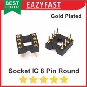 Socket IC 8P 8 P Pin Kaki DIP Round Swiss Gold Soket Dudukan Adapter