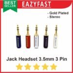 Jack Audio Headset 3.5mm 3 Pin Pole Stereo 3.5 Male Head Set Gold