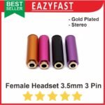 Female Jack Audio Headset 3.5mm 3 Pin Pole Stereo 3.5 Head Set Gold