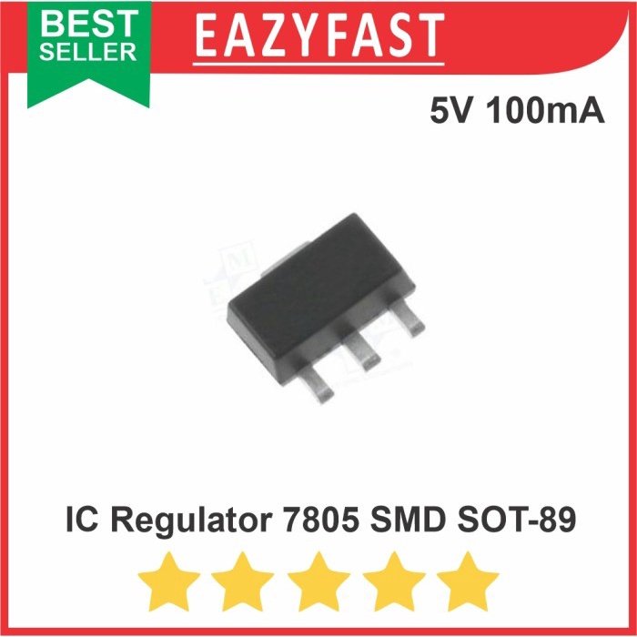 ginee_20250926165301314_2172780141.jpeg IC Regulator L 7805 CV 5 V Volt 5V 100mA 0.1 A 78L05 78M05 SMD SOT-89 - Image 1