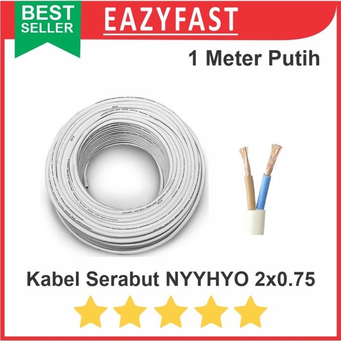 ginee_20251001111052001_5381480823.jpeg Kabel Listrik Serabut Putih 2x0.75 Isi 2 0.75mm NYYHYO NYYHY Ecer 1m - Image 1
