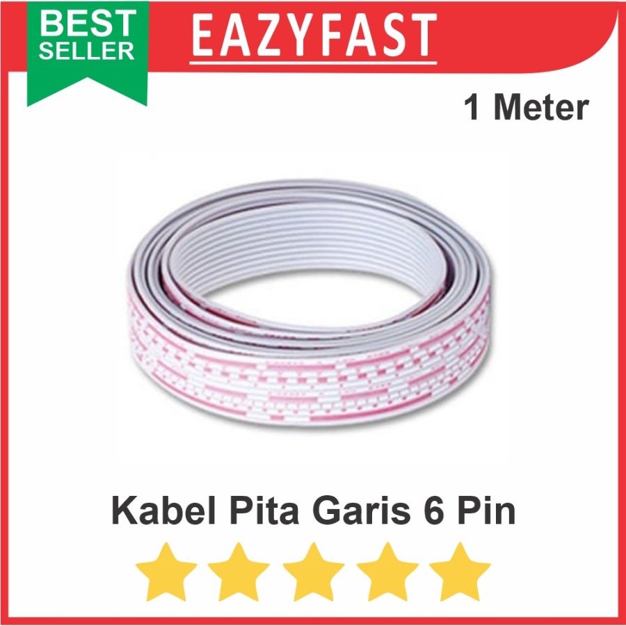 ginee_20251001113253865_6604887181.jpeg Kabel Pita ISP Warna 6 Pin Baris Jalur Way Ribbon Flat Cable 1 meter - Image 1