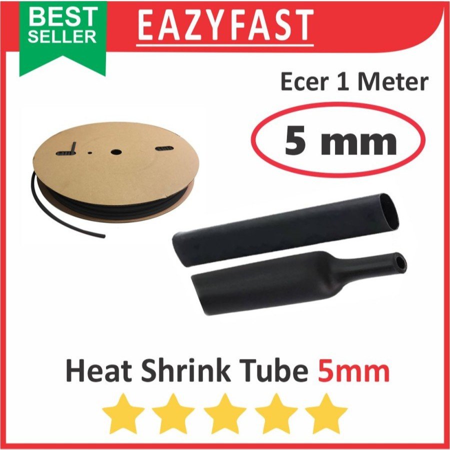 ginee_20251001113905760_7768623029.jpeg HeatShrink Heat Shrink Cable Kabel Selongsong Bakar Susut 5mm 1 meter - Image 1