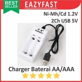 Charger Baterai AA AAA USB 2 Channel Ni-Mh Ni-Cd NiMh NiCd 1.2V Cas Casan Carjer Charge Recharge U21