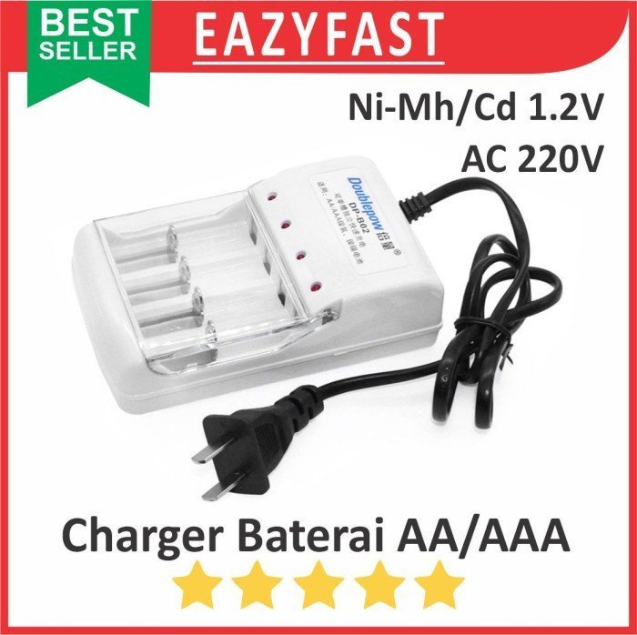 ginee_20250305124155330_1765807652.jpeg Charger Baterai AA AAA 4 Channel Ni-Mh Ni-Cd NiMh NiCd 1.2V Cas Casan Carjer Charge Recharge DP-B02 - Image 1