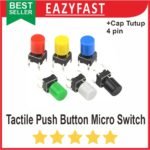 Tactile Push Button Micro Switch + Cap Tutup  4 Pin